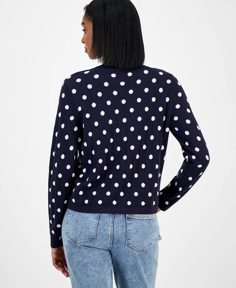 Nautica Jeans Women's Dot-Print Button-Front Cotton Cardigan