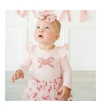 Sweet Wink Baby Girl's Candy Cane Confetti Christmas Tulle Bow Baby Headband