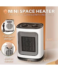 Cowsar Portable Electric Space Heater, Small Ceramic Heater Fan with Thermostat, Tip-Over and Overheat Protection,Fast Heating for Home/Office,1500W
