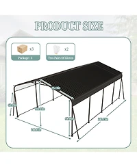 Mondawe 12x20 Ft Metal Carport Heavy Duty Outdoor Garage Shed with Galvanized Steel Roof