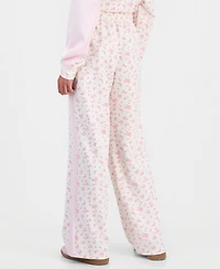 Tinseltown Juniors' Printed High-Rise Side-Stripe Scuba Pants