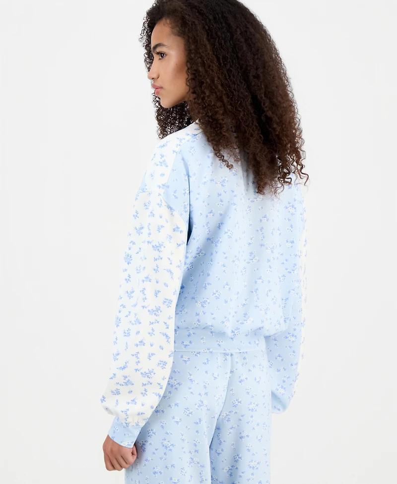 Tinseltown Juniors' Scuba V-Neck Colorblock Sweatshirt