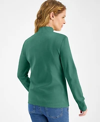 Style & Co Petite Mock-Neck Cotton Long-Sleeve T-Shirt, Created for Macy's