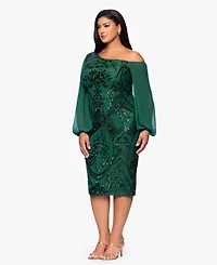B&A By Betsy and Adam Plus Sequin Detail Long Sleeves Dress