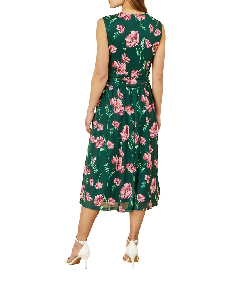 Yumi Women's Floral Mesh Midi Skater Dress