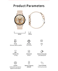 Ruxing Smart 1.43" Amoled Smart Watch for Women With Bluetooth Calling, Health Monitoring,Sport Modes, IP68