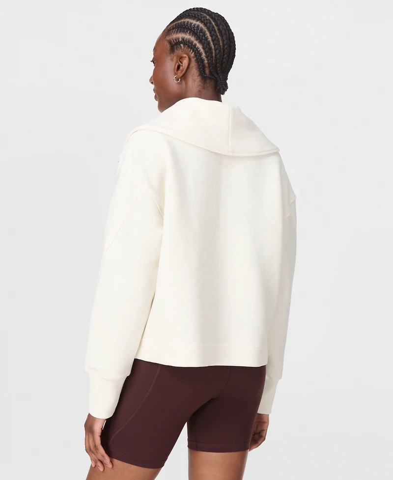 Sweaty Betty Women's Peaceful Rib Half Zip Cropped Oversized Sweatshirt