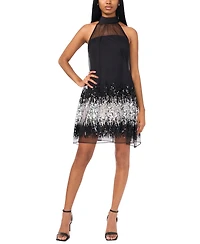 CeCe Women's Sleeveless Halter Ombre Sequin Dress
