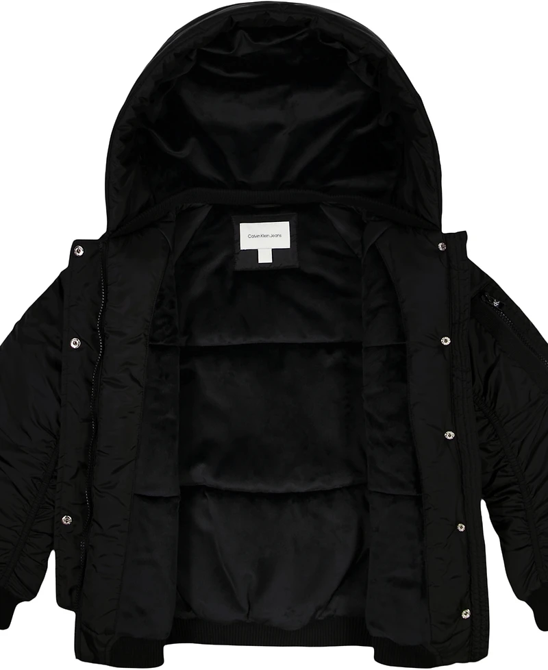 Calvin Klein Girls 7-16 Hooded Long Sleeve Bomber Jacket