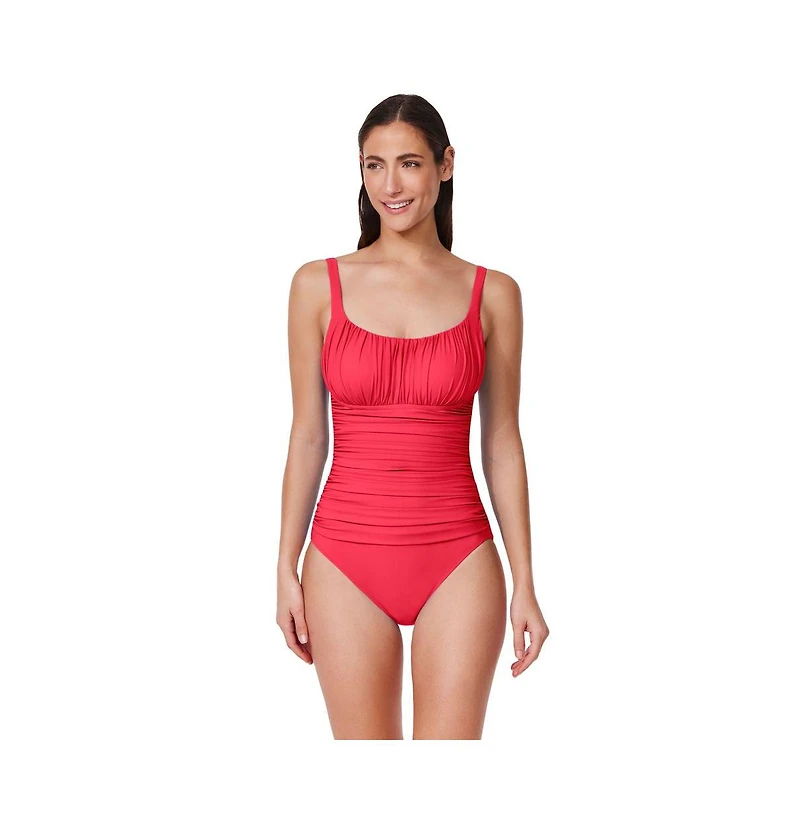 Profile by Gottex Women's Tutti Frutti Fashion Shirred Peasant One Piece