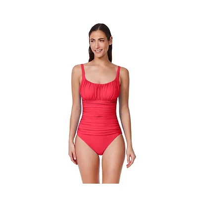 Profile by Gottex Women's Tutti Frutti Fashion Shirred Peasant One Piece