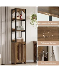 Tribesigns 6-Tier Kitchen Pantry Cabinet,70.87" Tall Narrow Bookshelf with Louvered Door Cabinet