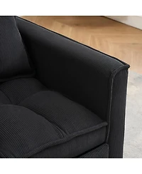 Maison Boucle Corduroy Loveseat Sofa Bed with Adjustable Backrest, Pull-Out Tufted Sleeper Couch for Small Spaces, Dorms, Apartments-Maison