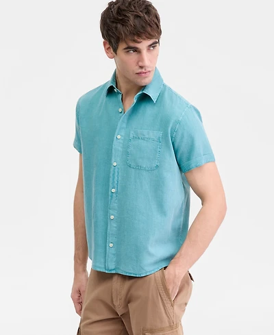 Sun + Stone Men's Garment Dyed Linen Blend Hero Shirt, Macy's Exclusive