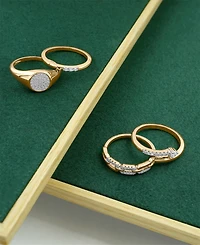 Wrapped Diamond Open Ring (1/6 ct. t.w.) in 10K Yellow Gold with White Rhodium