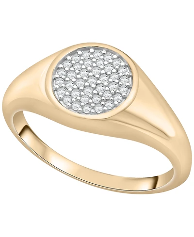 Wrapped Diamond Circle Ring (1/6 ct. t.w.) in 10K Yellow Gold with White Rhodium