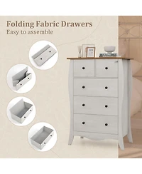 Volenca Dresser for Bedroom with 3 Folding Fabric Drawers and Anti-tipping Kit