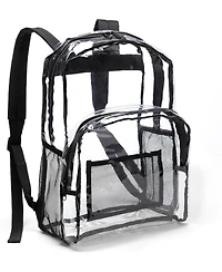 Basics Transparent School Backpack, With Water-Resistant Pvc Plastic Material and Ruggedly Reinforced Shoulder Straps, Clear
