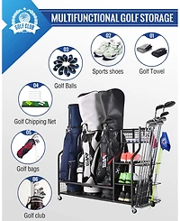Mythinglogic Golf Storage Garage Organizer, Golf Bag Storage Stand and Other Golfing Equipment Rack