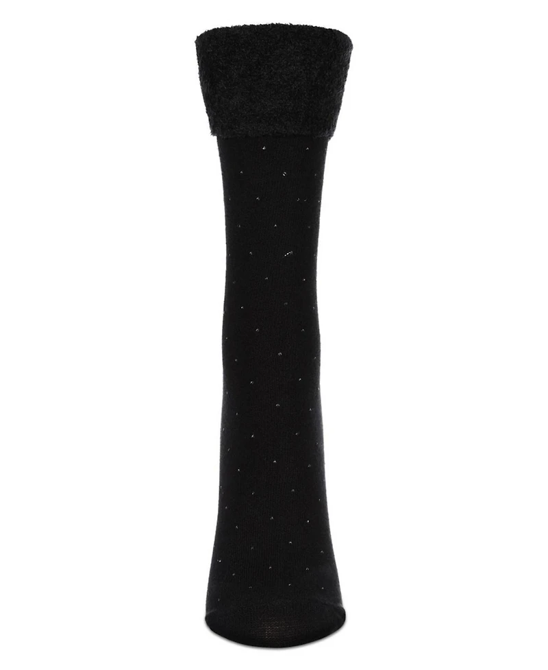 MeMoi Women's Pindot Soft-Fit Thick Cuff Cotton Rich Crew Sock