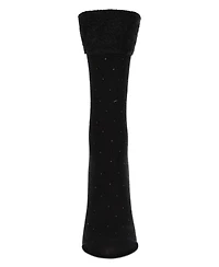 MeMoi Women's Pindot Soft-Fit Thick Cuff Cotton Rich Crew Sock