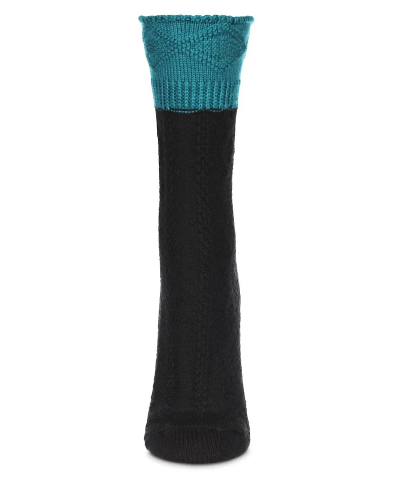 MeMoi Women's Diamond Bits Soft-Fit Two-Tone Crew Sock