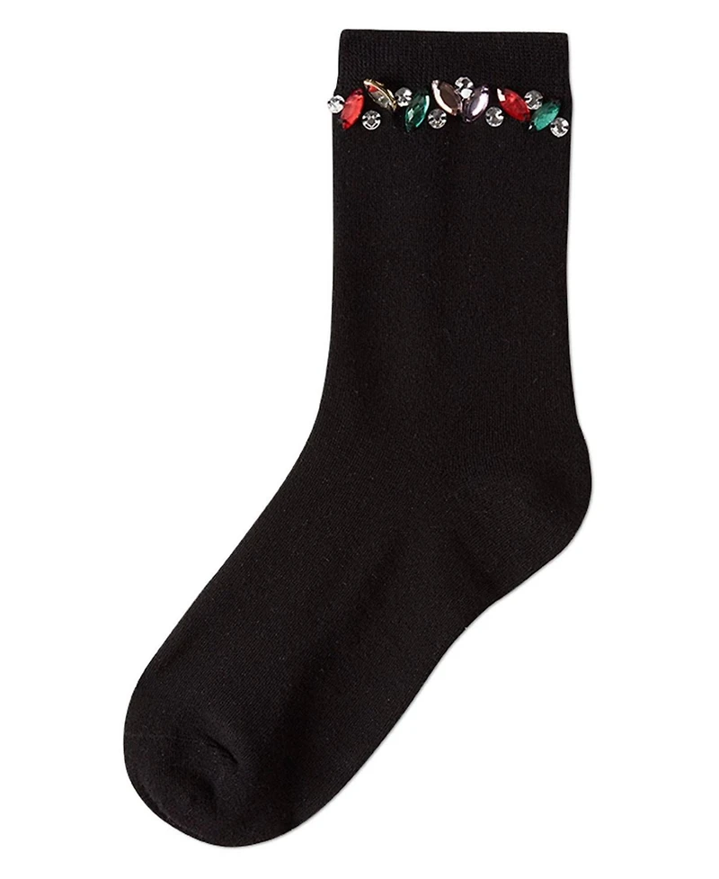 MeMoi Women's "Tossed Gems" Rayon Blend Fashion Crew Sock
