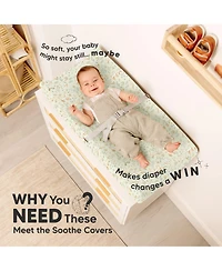 KeaBabies 2pk Soothe Changing Pad Covers for Girl, Boy, Soft Cotton Contoured Diaper Table