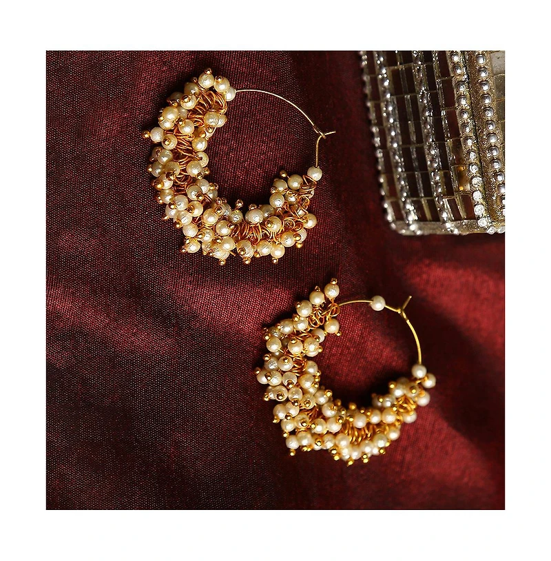 Sohi Women's Bead-Cluster Hoop Earrings