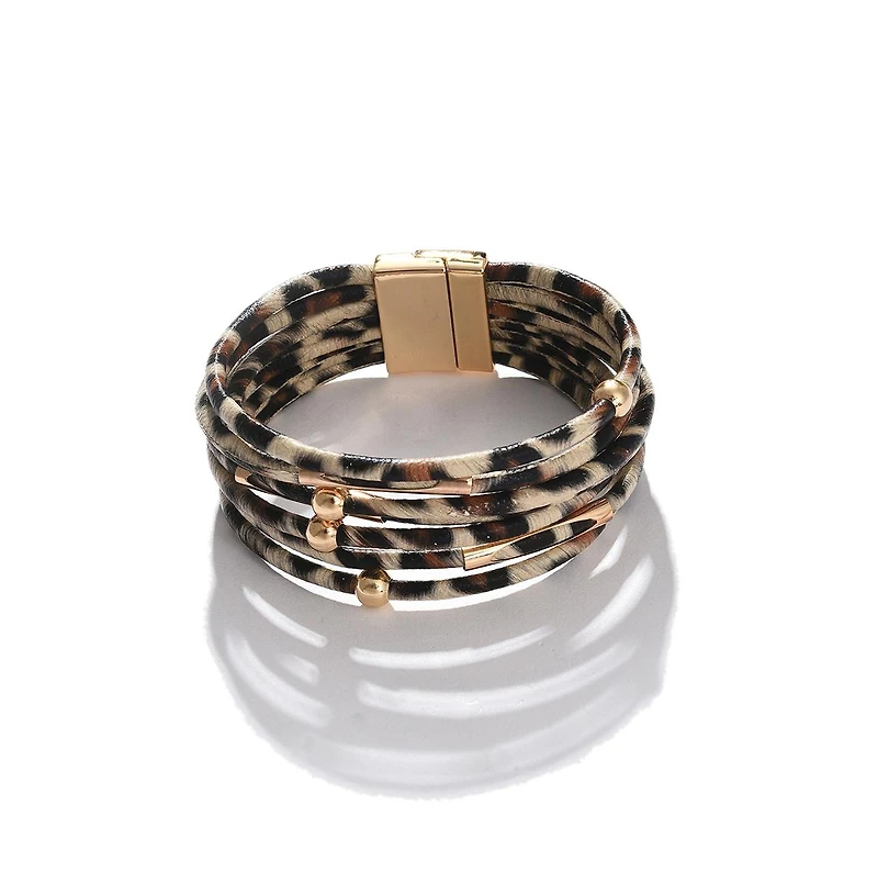 Sohi Women's Leopard Multi-Layer Bracelet
