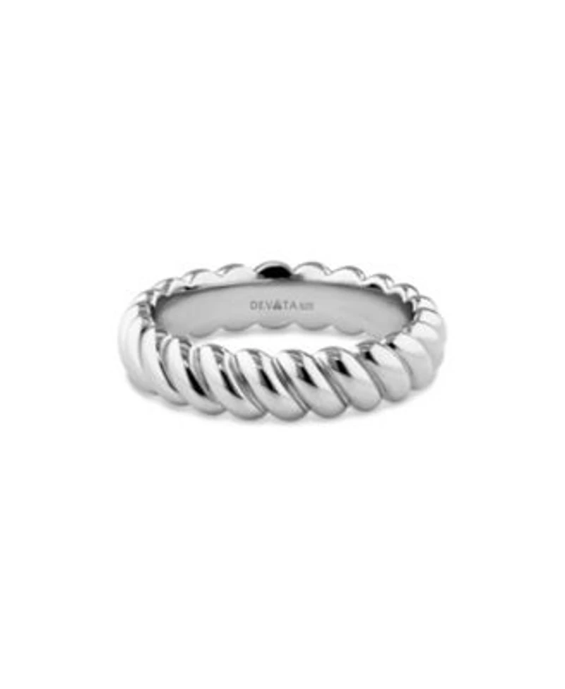 Devata Rope Band Ring In Rhodium Plated Sterling Silver Size 8