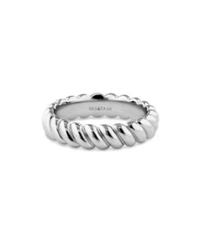 Devata Rope Band Ring In Rhodium Plated Sterling Silver Size 8