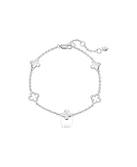 Devata Clover Chain Bracelet in Rhodium Plated Sterling Silver, Adj 6.5/7.0/7.5 inch
