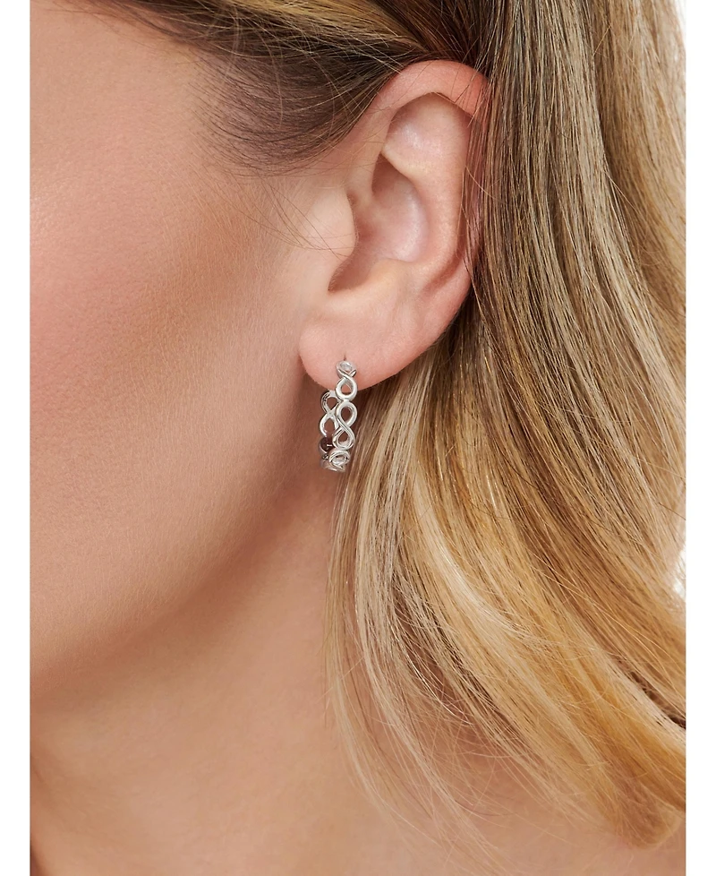Devata Infinity Hoop Earrings in Rhodium Plated Sterling Silver
