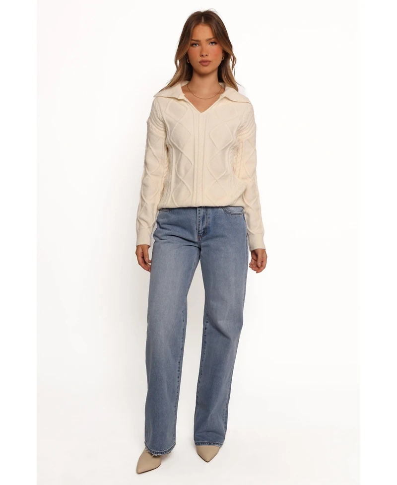 Petal and Pup Women's Robbie Collar Neck Cable Knit Sweater