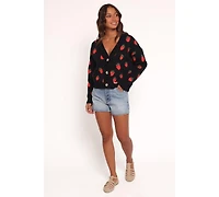 Petal and Pup Women's Judson Strawberry Knit Cardigan - Black