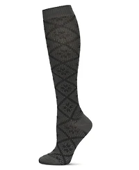 MeMoi Women's Open Crochet Diamond Pattern Chunky Knee High Sock