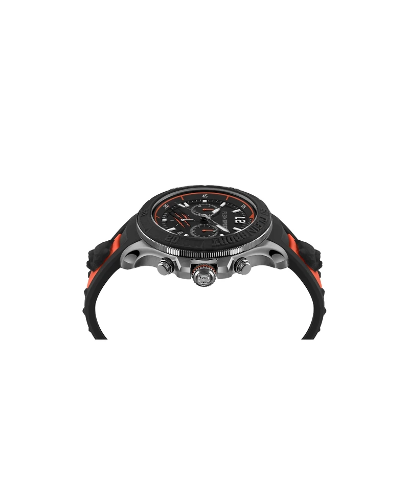Plein Sport Mens Warrior Tech Chronograph Date Quartz Silicone Strap 47.5mm