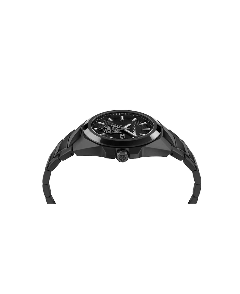 Plein Sport Mens Tigermaster 3 Hand Date Quartz Ip Black Bracelet 47MM