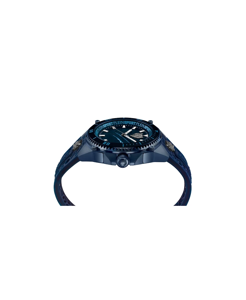 Plein Sport Mens Thunder Force 3 Hand Quartz Blue Silicone Strap 47mm