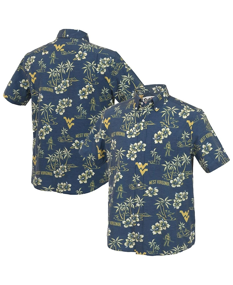 Reyn Spooner Men's Navy West Virginia Mountaineers Kekai Classic Tri-Blend Button-Down Shirt