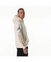 The Wild Collective Men's and Women's Cream Miami Dolphins Stacked Graphic Sleeve Fleece Hoodie