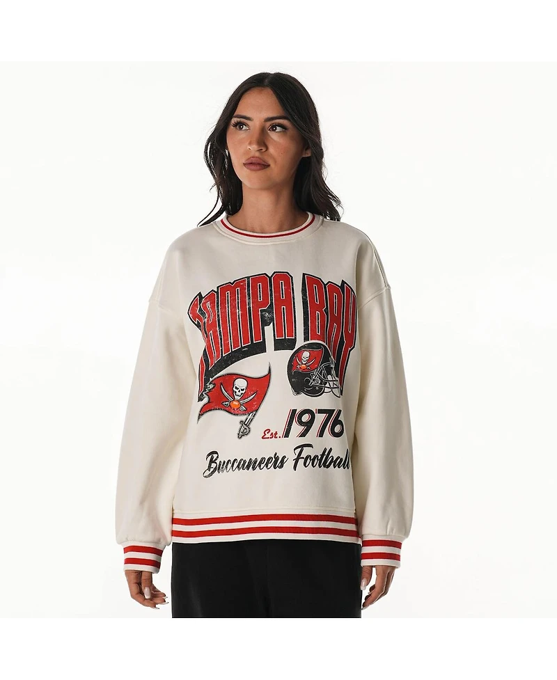 The Wild Collective Women's Cream Tampa Bay Buccaneers Oversized Vintage French Terry Sweatshirt