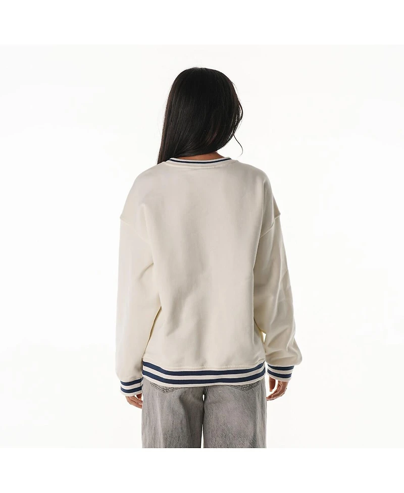 The Wild Collective Women's Cream Indianapolis Colts Oversized Vintage French Terry Sweatshirt
