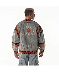 The Wild Collective Men's and Women's Gray Cincinnati Bengals Oversized Retro Full-Zip Jacket