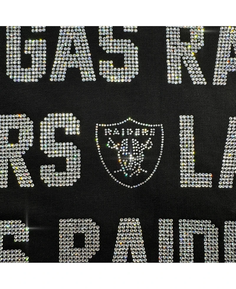 Gameday Couture Women's Black Las Vegas Raiders Relaxed Drop Shoulder Hype Era Rhinestone Text Sweatshirt
