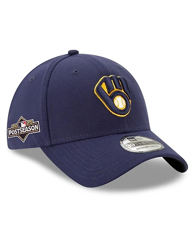 New Era Men's Navy Milwaukee Brewers 2025 Mlb Postseason Side Patch 39THIRTY Flex Hat