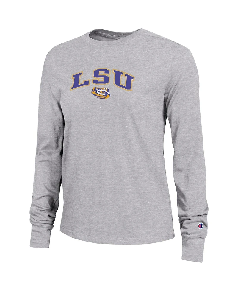 Champion Women's Gray Lsu Tigers Arch Over Logo Long Sleeve T-Shirt