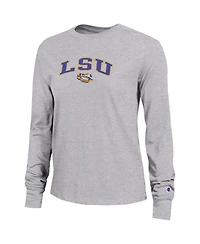 Champion Women's Gray Lsu Tigers Arch Over Logo Long Sleeve T-Shirt