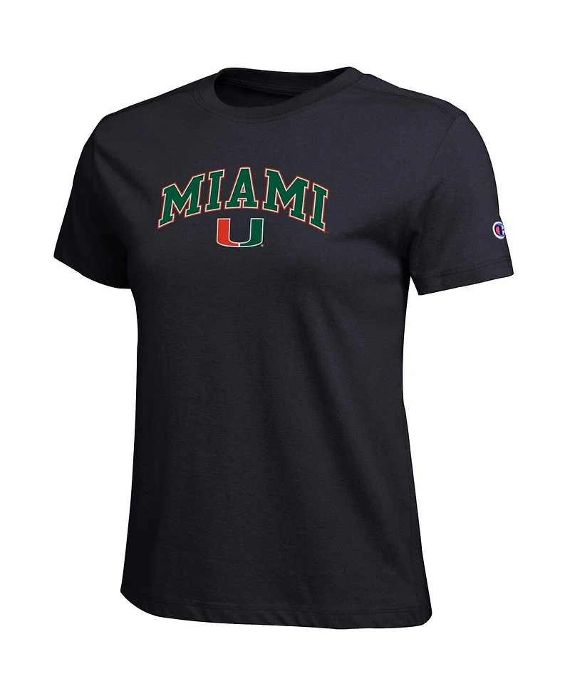 Champion Women's Black Miami Hurricanes Arched Over Logo T-Shirt